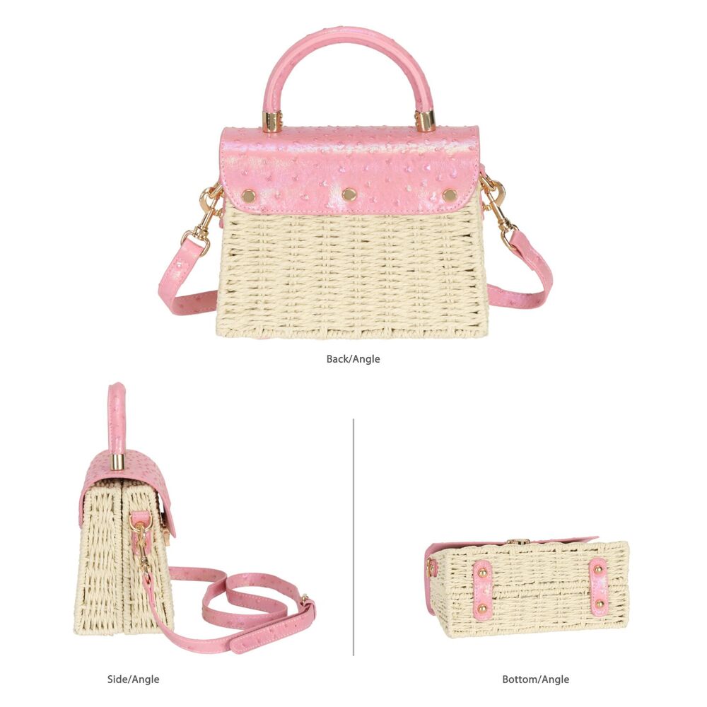 9407 Handmade Straw Bag Rattan Purse Woven Handbag Summer Beach Tote - Picture 7 of 9